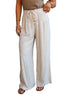 Pleated Button Detail Drawstring Wide Leg Pants