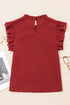 Pleated Detail Ruffle Sleeve Viscose Blend Blouse