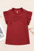 Pleated Detail Ruffle Sleeve Viscose Blend Blouse