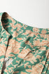 Pleated Floral Print Button Front Short Sleeve Viscose Blouse