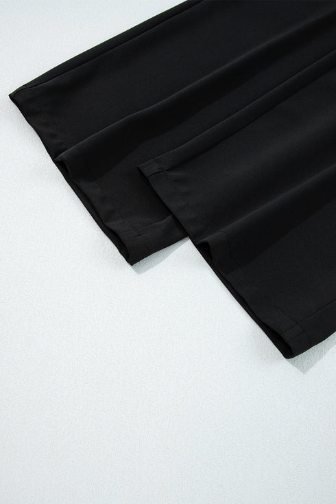 Pleated High Waist Pull On Wide Leg Pants