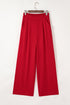 Pleated High Waist Pull On Wide Leg Pants