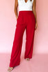 Pleated High Waist Pull On Wide Leg Pants