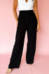 Pleated High Waist Pull On Wide Leg Pants