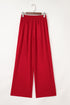 Pleated High Waist Pull On Wide Leg Pants