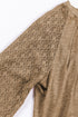 Pleated Neckline Knit Bodice Lace Sleeve Top