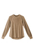 Pleated Neckline Knit Bodice Lace Sleeve Top