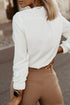 Pleated Neckline Long Sleeve Bishop Cuff Blouse