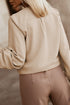 Pleated Neckline Long Sleeve Bishop Cuff Blouse