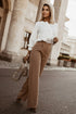 Pleated Neckline Long Sleeve Bishop Cuff Blouse