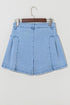 Pleated Patchwork Lightweight Wide Leg Denim Shorts