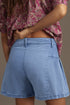 Pleated Patchwork Lightweight Wide Leg Denim Shorts