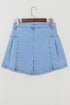 Pleated Patchwork Wide Leg Lightweight Denim Shorts