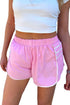 Pleated Piped Trim Sporty Active Casual Shorts