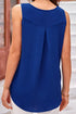 Pleated Round Neck Relaxed Fit Tank Top