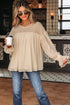 Pleated Ruffle Trim Long Sleeve Chiffon Blouse