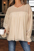 Pleated Ruffle Trim Long Sleeve Chiffon Blouse