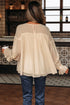 Pleated Ruffle Trim Long Sleeve Chiffon Blouse