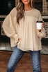 Pleated Ruffle Trim Long Sleeve Chiffon Blouse