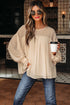Pleated Ruffle Trim Long Sleeve Chiffon Blouse
