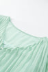 Pleated Ruffled Tie Waist Buttons V Neck Romper