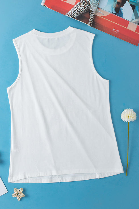 Pleated Texture Crew Neck Sleeveless Everyday Essential Tank