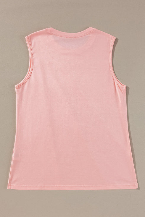 Pleated Texture Crew Neck Sleeveless Everyday Essential Tank
