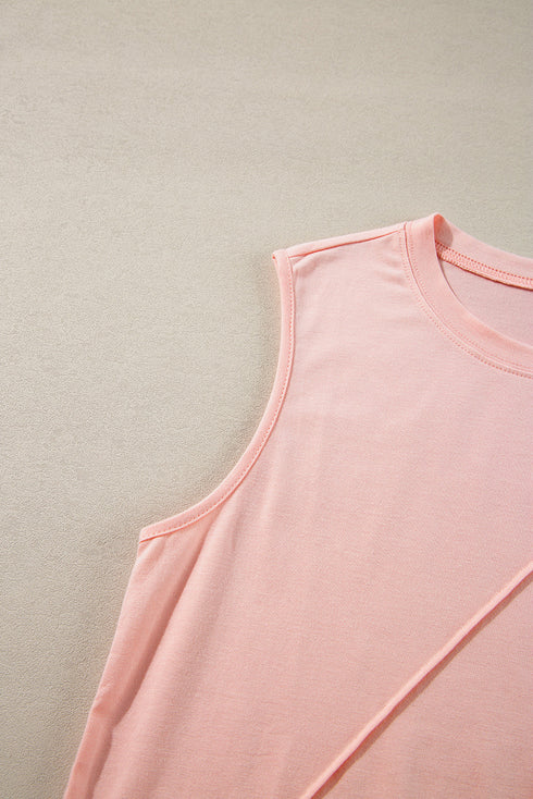 Pleated Texture Crew Neck Sleeveless Everyday Essential Tank