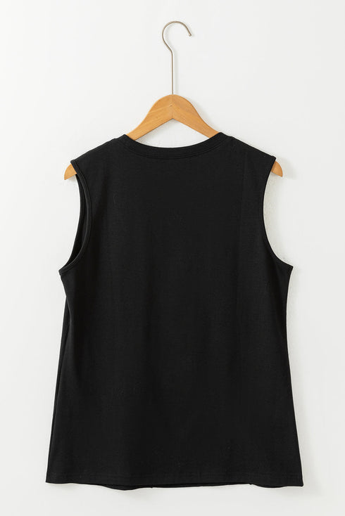 Pleated Texture Crew Neck Sleeveless Everyday Essential Tank