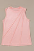 Pleated Texture Crew Neck Sleeveless Everyday Essential Tank