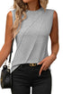 Pleated Texture Crew Neck Sleeveless Everyday Essential Tank