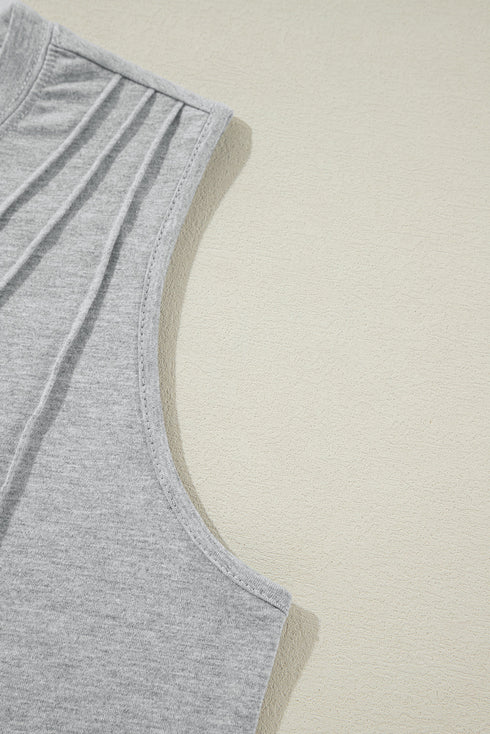 Pleated Texture Crew Neck Sleeveless Everyday Essential Tank