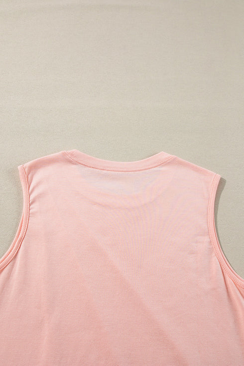 Pleated Texture Crew Neck Sleeveless Everyday Essential Tank