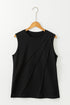Pleated Texture Crew Neck Sleeveless Everyday Essential Tank
