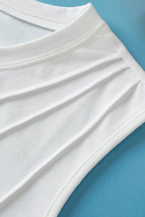 Pleated Texture Crew Neck Sleeveless Everyday Essential Tank