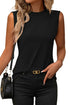 Pleated Texture Crew Neck Sleeveless Everyday Essential Tank