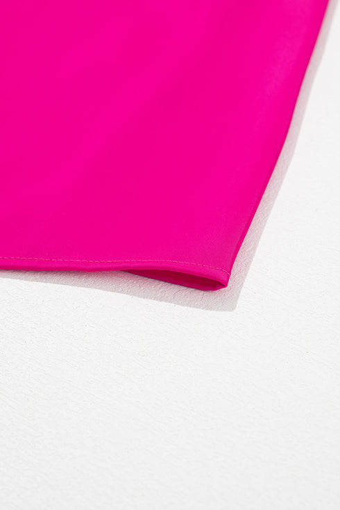 Pleated Texture Mock Neck Frilled Trim Sleeveless Tank Top