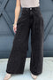 Pleated Wide Leg Mineral Wash Denim Jeans