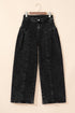 Pleated Wide Leg Mineral Wash Denim Jeans