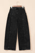 Pleated Wide Leg Mineral Wash Denim Jeans