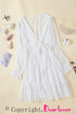 Plunging V Neck Lantern Sleeve Knotted Tiered Mini Dress