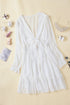 Plunging V Neck Lantern Sleeve Knotted Tiered Mini Dress