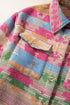Plus Size Aztec Print Western Flap Pocket Shacket