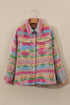 Plus Size Aztec Print Western Flap Pocket Shacket