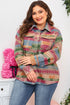 Plus Size Aztec Print Western Flap Pocket Shacket