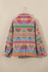 Plus Size Aztec Print Western Flap Pocket Shacket