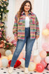 Plus Size Aztec Print Western Flap Pocket Shacket