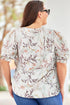 Plus Size Botanical Print Puff Sleeve Blouse
