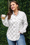 Plus Size Checkered Western Button Down Casual Outerwear