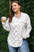 Plus Size Checkered Western Button Down Casual Outerwear